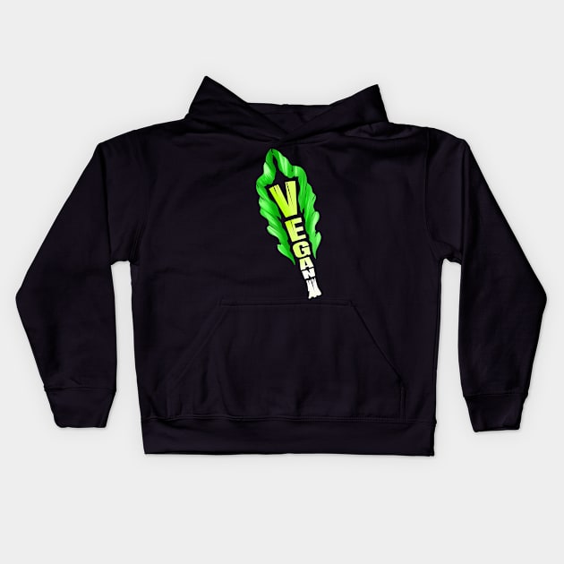 Vegan Lettuce Leaf For Vegetarian And Veganism - Go Vegan Kids Hoodie by SinBle